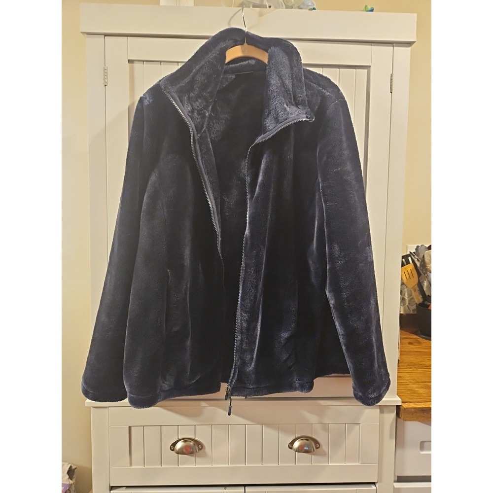 32 Degrees Heat Fleece JacketHoodie Womans Sz Xxl Black Soft Plush Full Zip Cozy